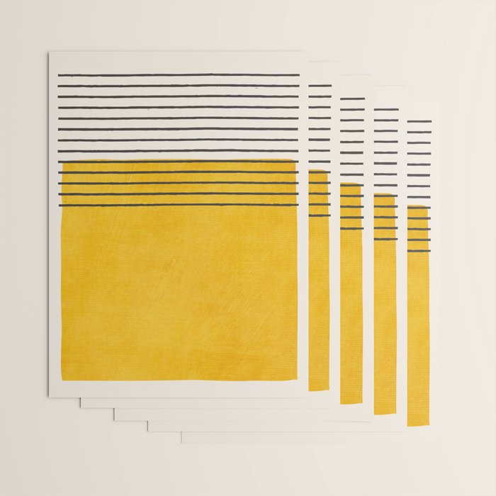 Minimalist Bright Yellow Black Horizontal Lines Wrapping Paper Gallery Image 3