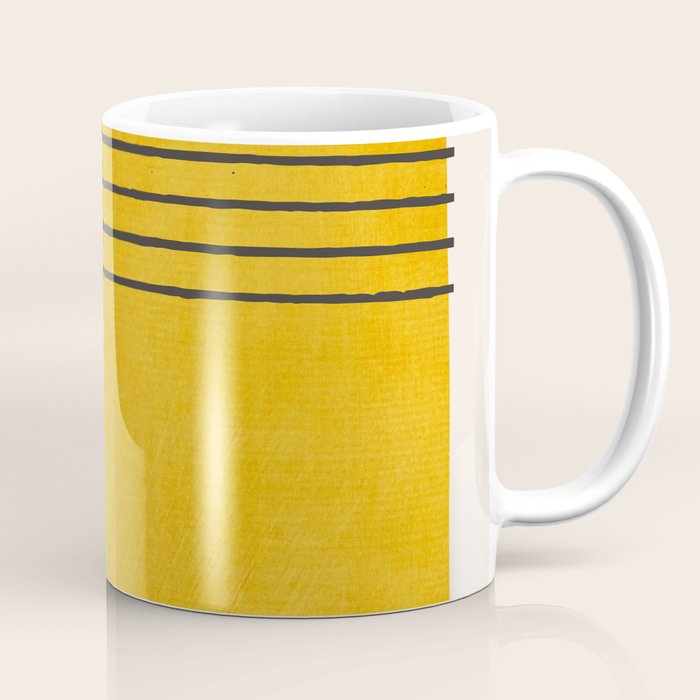 Minimalist Bright Yellow Black Horizontal Lines Coffee Mug Gallery Image 1