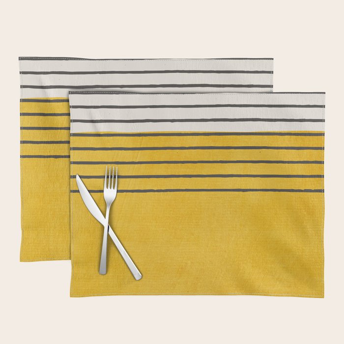 Minimalist Bright Yellow Black Horizontal Lines Placemat Gallery Image 1