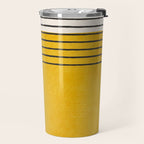 Minimalist Bright Yellow Black Horizontal Lines Travel Mug Gallery Image 2