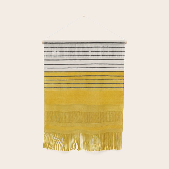 Minimalist Bright Yellow Black Horizontal Lines Wall Hanging Gallery Image 1