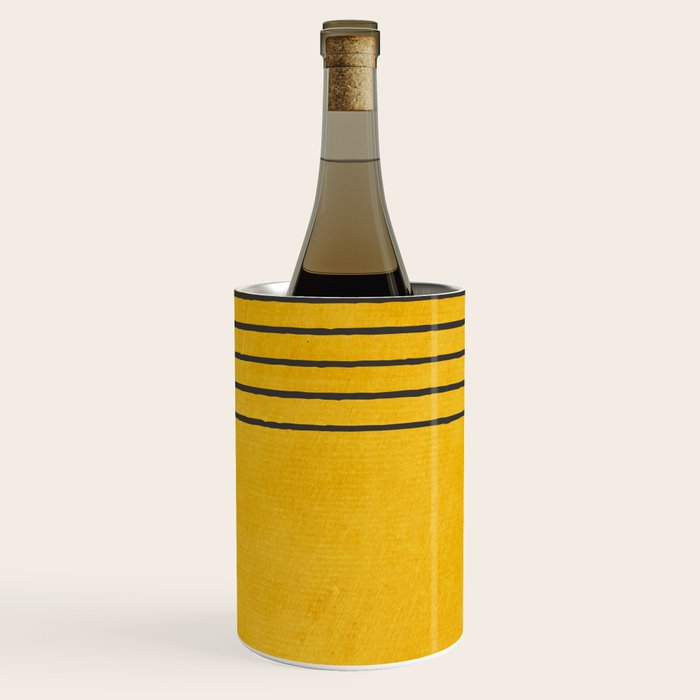 Minimalist Bright Yellow Black Horizontal Lines Wine Chiller Gallery Image 1
