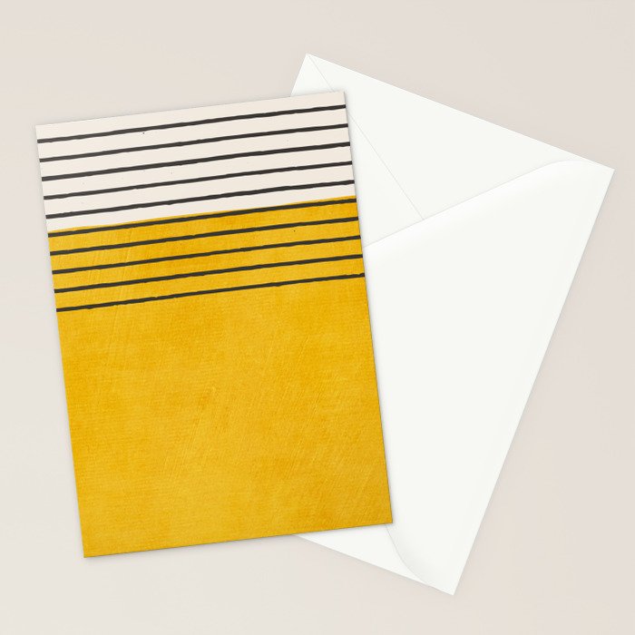 Minimalist Bright Yellow Black Horizontal Lines Stationery Card Gallery Image 2