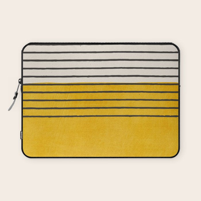 Minimalist Bright Yellow Black Horizontal Lines Laptop Sleeve Gallery Image 1