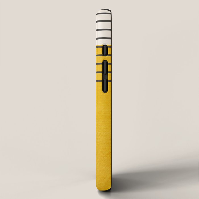 Minimalist Bright Yellow Black Horizontal Lines iPhone Case Gallery Image 2