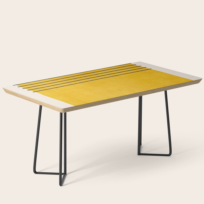 Minimalist Bright Yellow Black Horizontal Lines Coffee Table Gallery Image 1