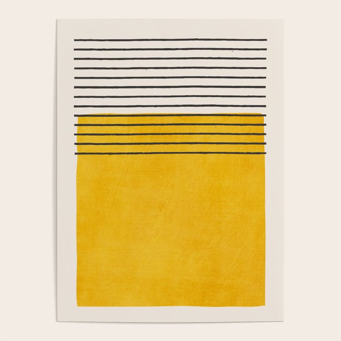 Minimalist Bright Yellow Black Horizontal Lines Poster Gallery Image 4