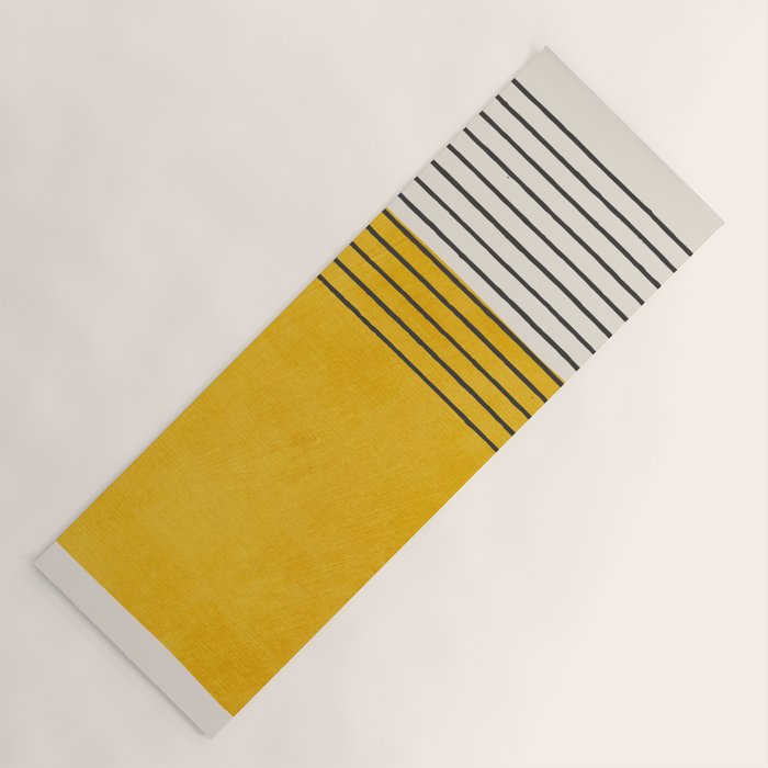 Minimalist Bright Yellow Black Horizontal Lines Yoga Mat Gallery Image 1