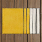 Minimalist Bright Yellow Black Horizontal Lines Outdoor Rug Gallery Image 1