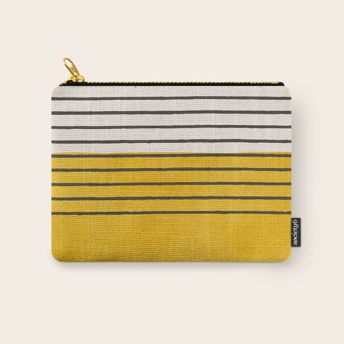 Minimalist Bright Yellow Black Horizontal Lines Carry All Pouch Gallery Image 1