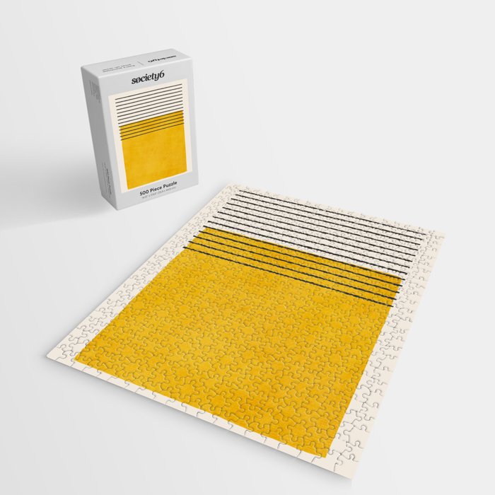 Minimalist Bright Yellow Black Horizontal Lines Jigsaw Puzzle Gallery Image 2
