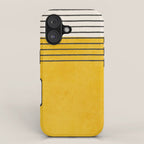 Minimalist Bright Yellow Black Horizontal Lines iPhone Case Gallery Image 1