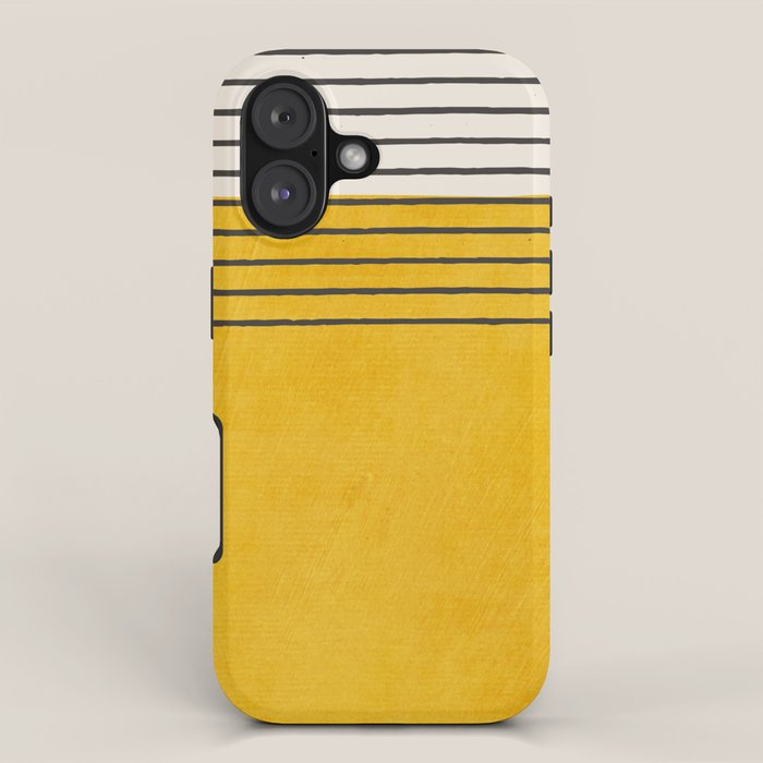 Minimalist Bright Yellow Black Horizontal Lines iPhone Case Gallery Image 1