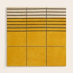 Minimalist Bright Yellow Black Horizontal Lines Wood Wall Art Gallery Image 1