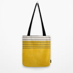 Minimalist Bright Yellow Black Horizontal Lines Tote Bag Gallery Image 2