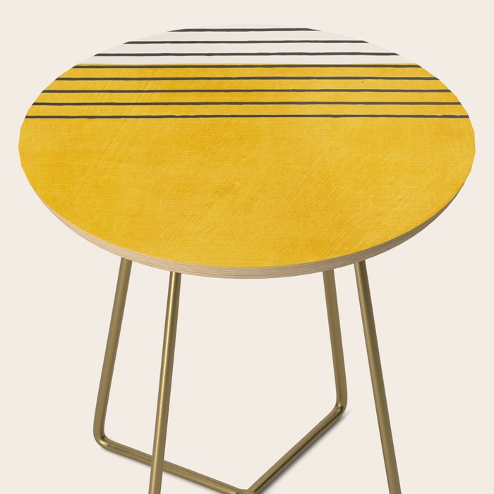 Minimalist Bright Yellow Black Horizontal Lines Side Table Gallery Image 2