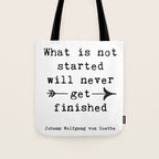 What Is Not Started Will Never Get Finished Inspirational Goethe Quote Tote Bag Gallery Image 1