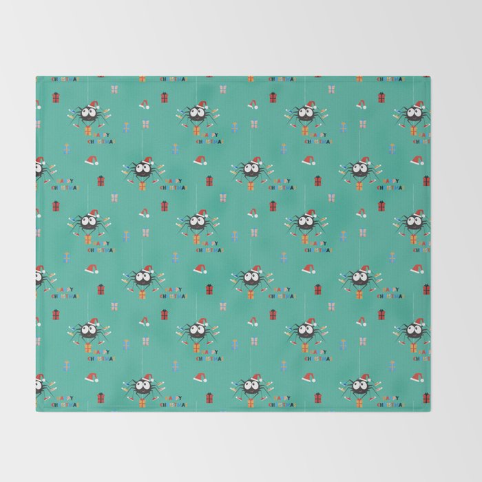 Happy Christmas Santa Spider Throw Blanket Gallery Image 2