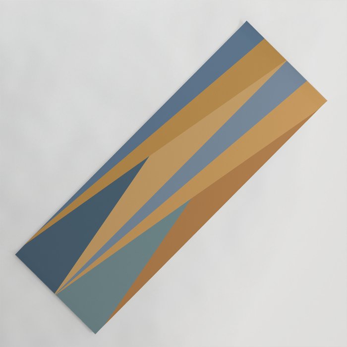 Geometric Triangles IX Blue and Orange Yoga Mat Gallery Image 1