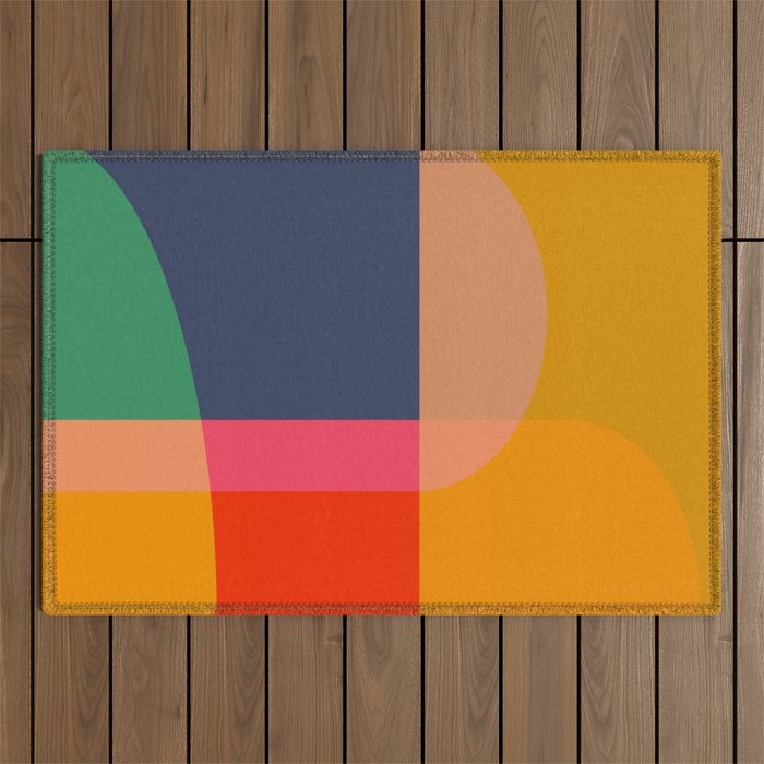 Mid Mod Color Block Outdoor Rug Gallery Image 1