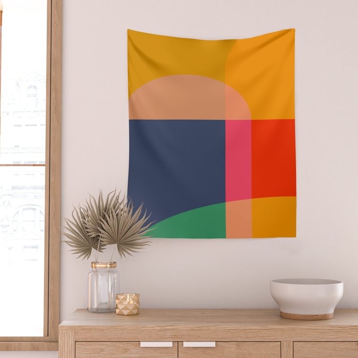 Mid Mod Color Block Wall Tapestry Gallery Image 2