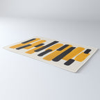 Mid Century Modern Abstract Painting Antique Yellow Black Bumble Bee Stripes Rug Gallery Image 3