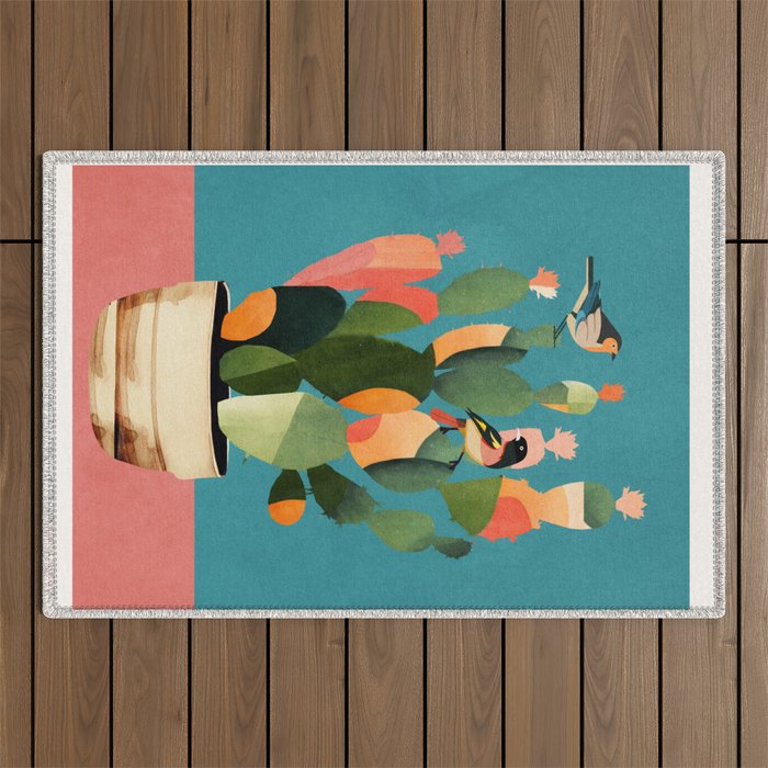 Cactus and  Birds 2 Outdoor Rug Gallery Image 1