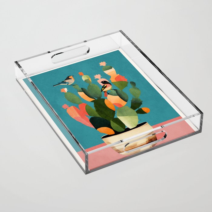 Cactus and  Birds 2 Acrylic Tray Gallery Image 1