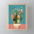Cactus and  Birds 2 Mini Art Print Gallery Image 1