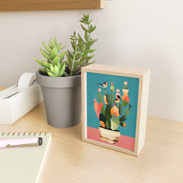 Cactus and  Birds 2 Mini Art Print Gallery Image 2