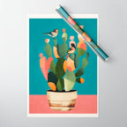 Cactus and  Birds 2 Wrapping Paper Gallery Image 1