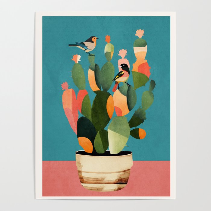 Cactus and  Birds 2 Poster Gallery Image 1
