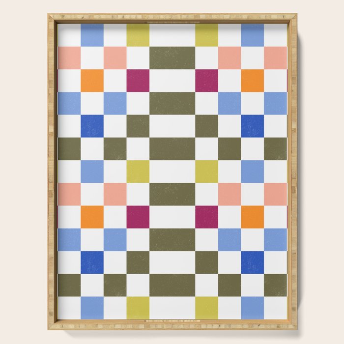 Colorful Mod Checkerboard Serving Tray Gallery Image 1