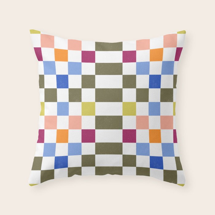 Colorful Mod Checkerboard Throw Pillow Gallery Image 6