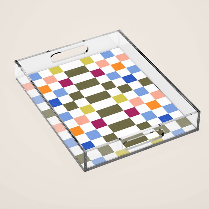 Colorful Mod Checkerboard Acrylic Tray Gallery Image 1