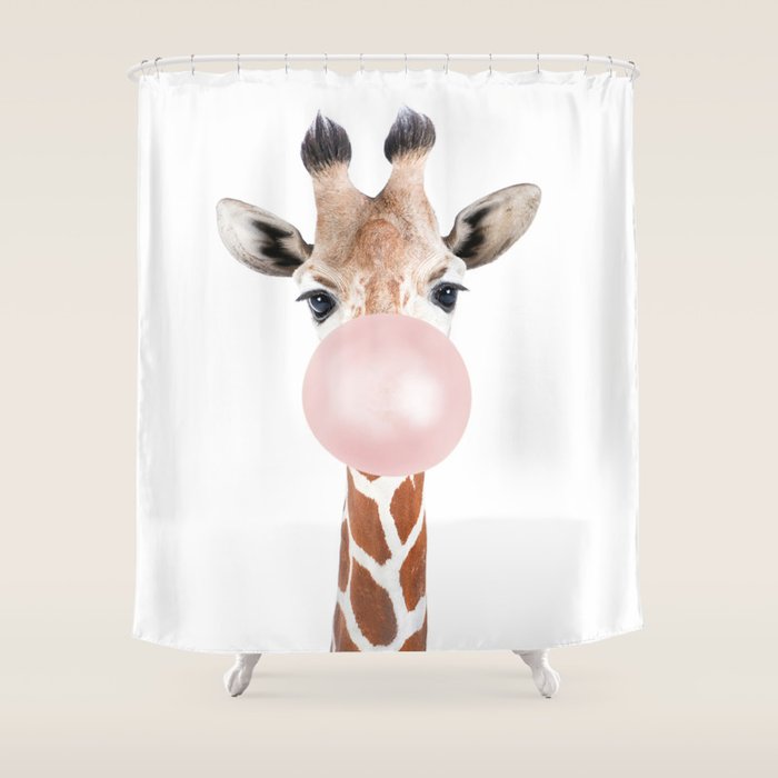 Bubble gum giraffe Shower Curtain Gallery Image 1