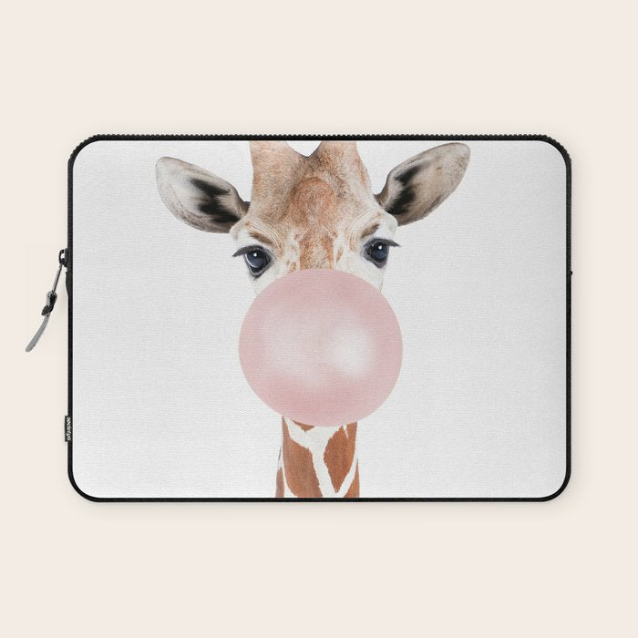 Bubble gum giraffe Laptop Sleeve Gallery Image 1