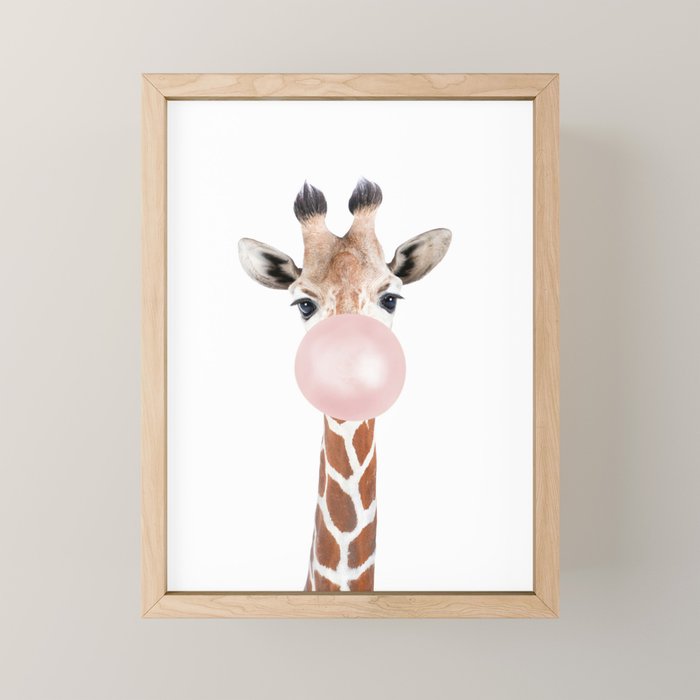Bubble gum giraffe Mini Art Print Gallery Image 1