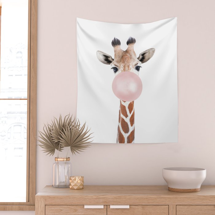 Bubble gum giraffe Wall Tapestry Gallery Image 2