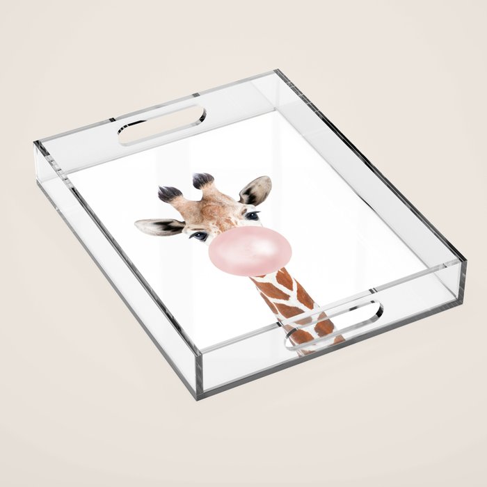 Bubble gum giraffe Acrylic Tray Gallery Image 1