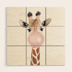 Bubble gum giraffe Wood Wall Art Gallery Image 1