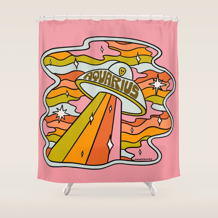 Aquarius UFO Shower Curtain Gallery Image 1