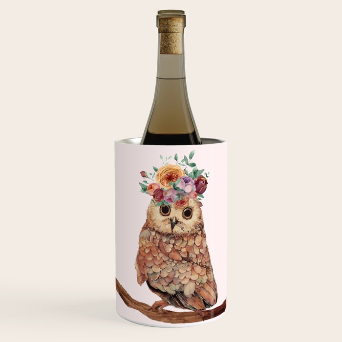 Owl with Flowers Wine Chiller Gallery Image 1