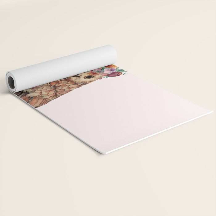 Owl with Flowers Yoga Mat Gallery Image 2