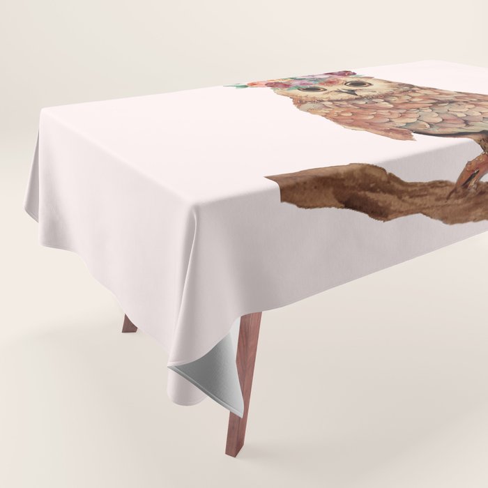 Owl with Flowers Tablecloth Gallery Image 1