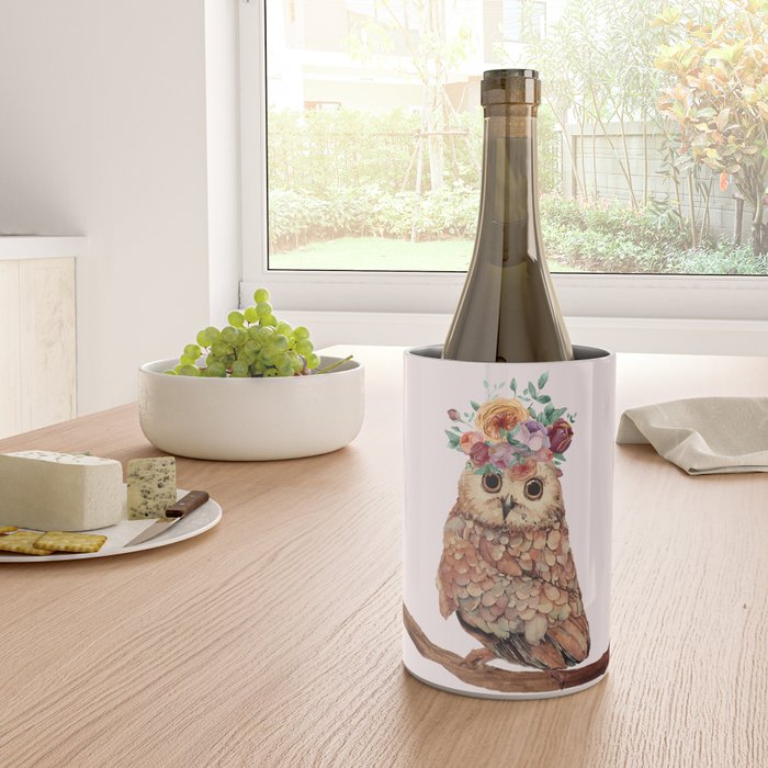 Owl with Flowers Wine Chiller Gallery Image 4