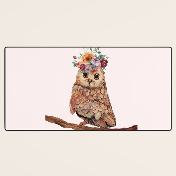 Owl with Flowers Desk Mat Gallery Image 3