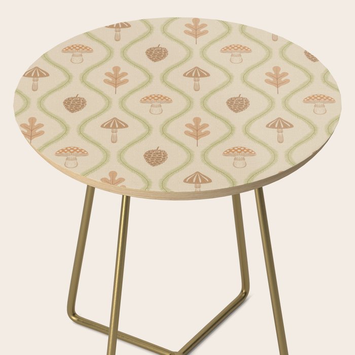 Vintage Pinecone Mushroom Forest Leaves Ogee Side Table Gallery Image 2