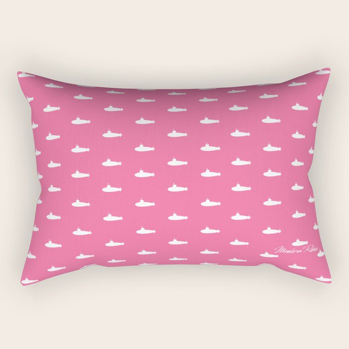 Tiny Submarines - Bright Pink Rectangular Pillow Gallery Image 1