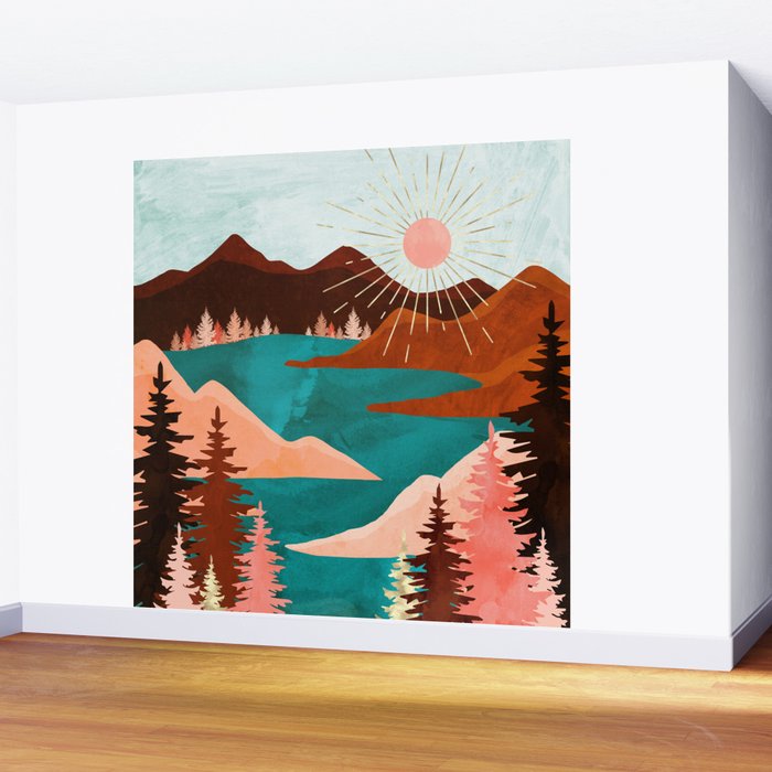 Retro Lake Wall Mural Gallery Image 2